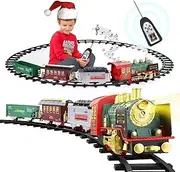 Train Set for Boys Girls, Christmas Electric Remote Control Train Set with Steam, Sound & Light, Remote Control Train Toys w/Steam Locomotive Engine, Cargo Cars for Kids Boys 3 4 5 6 7 8 Year Old