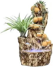 Tabletop Fountains Ceramic Feng Shui Wheel Lucky Gourd Rockery Landscape Flowing Water Fountain Circulation Fish Pond Ornament Desktop Decoration Indoor Water Fountains