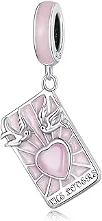 [Yapamu] 925 Sterling Silver Tarot Card Lover Pendant Charm for Pandora Bracelet Necklace, Cubic Zirconia, Cubic Zirconia