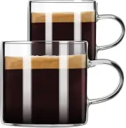 Espresso Cups 4.3 oz Small Demitasse Clear Glass Espresso Drinkware Set of