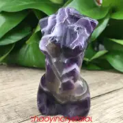 1pc Natural dreamy amethyst goddess skull quartz crystal carved reiki healing