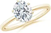 [Angara] 1-2.5 carat IGI Certified Lab-Grown Oval Diamond Solitaire Classic Engagement Ring in 14ct Solid Gold for Women | April Birthstone Jewellery for Her