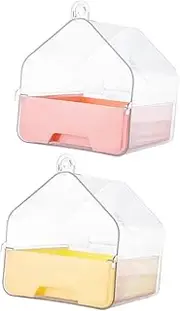 Milisten 2pcs Tub: Parrot Washing Box Pet Cage Bath Basin for Small Birds Budgie Shower Accessories Hanging Design for Indoor Use