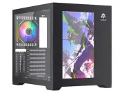 Karuza ARGB Tempered Glass ATX Mid-Tower Gaming Case with LCD - Black STC-WJ-QXP