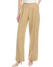 Enza Costa Twill Pleated Linen-Blend Pant