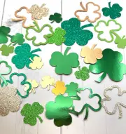 Die Cuts Shamrock Leaf 24 Pieces Foil Glitter Shimmer Cardstock Paper Shamrock S