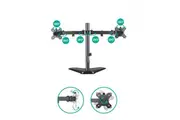 mbeat activiva Dual-Screen Articulating Monitor Arm with Free-Standing Desktop Base provides the perfect solution for ergonomic comfort and workspace