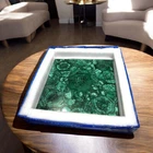 24" Square Green Malachite Stone Coffee Table Top Handmade Side Corner Desk Deco