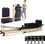 Foldable Pilates Reformer & Equipment - Pilates Reformer Workout Machine for Home Gym with Reformer Accessories, Pilates Box, Padded Jump Board