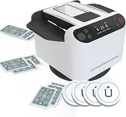 Automatic Card Shuffler & Dealer Machine,360° Rotating Card Shuffler Machine with 4 Wireless Dealer Buttons, Rechargeable Card Dealing & Shuffing Machine,for Various Games(White)