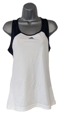 Adidas Performance Climalite Medium NWT RacerBack White & Blue Tank Top Womens