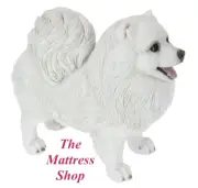 ~❤️~JAPANESE SPITZ Puppy Dog Figurine WHITE POMERANIAN Resin Large 29 (H)cm~❤️~