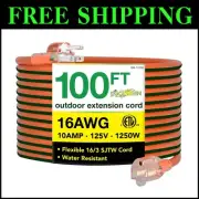 Go Green 16/3 SJTW 100ft Outdoor Extension Cord - Moisture & Abrasion Resistant