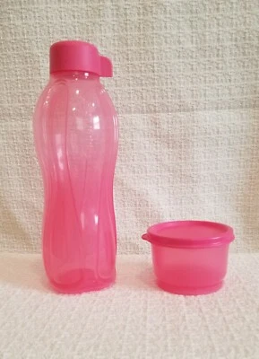Tupperware Small Eco Bottle & Snack Cup set - Pink - NEW