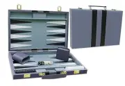 Backgammon Set - Classic Board Game with Premium Leather Case - Portable