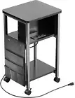 Small End Table with Charger, Side Table on Wheels, Mobile Nightstand with USB P