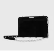 Rebecca Minkoff Mini MAC Suede Crossbody in Black & Silver, NWT