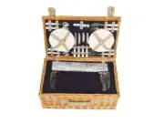 Sherwood Home Ascot Natural Deluxe Wicker Picnic Basket, 4 Set 54x34x20cm