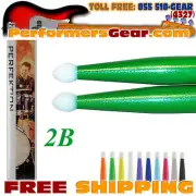 Perfektion Pair Green [2B] Color Nylon Tip Drumsticks (Available in 5 sizes)