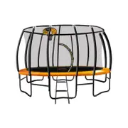 Kahuna Trampoline 14 Ft With Basketball Set - Orange