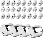 4-Pack Trailer Push Through Center Caps and Trailer Wheel Lug Sets - 4.25in Wheel Center Caps Chrome Wheel Cover Carbon Steel Hub Cap with 24 Chrome Capped 1/2-20 Lug Nuts for Truck RV