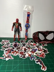 Marvel Spider-Man Bundle Spiderman Action Figure, Toy, Stickers, Mask, Watch