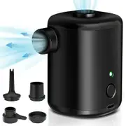 Electric Air Pump,3000mAh Rechargeable Air Mattress Pump,Portable Air Pump Mini Inflator Pump with 4 Air Nozzles for Air Mat Bed,Pool Floats,Swimming Rings