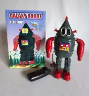SUPT 9” GALAXY ROBOT ELECTRIC SPARKING REMOTE CONTROL CONE HEAD TIN ROBOT (NEW
