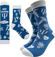 [Cusrtyh] Keep Talking I'm Diagnosing You Novelty Funny Breathable Printed Cotton Socks, Unisex Cozy Knitted Crew Socks, Gifts For Therapist Psychologist Psychology Counselor Psychiatrist Doctor, Multi