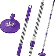 Spin Mop Replacement Handle 360 Degree Spin Mop Pole Handle Replacement Rotating Telescopic Mop Handle Stick for Mop and Head Replacement Spinning Household Cleaning Accessories for Home (Purple)