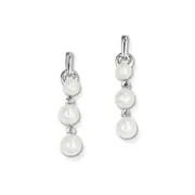 Sterling Silver FW Cultured Pearl Diamond Earrings