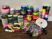 Large Mixed Lot of Rolls Ribbons Trims Sewing Craft Various Sizes Colors