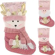 [Gnaillxc] Winter Christmas Stockings with Sequin Pendant | Large Opening for Doorknob, Window, Stairs, Christmas Tree, Fireplace Decor