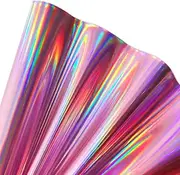 11.8"x53" Holographic Faux Leather Fabric, Mirror Reflective Vinyl for DIY Hair Bows Bags Sewing Crafts (Pink)