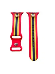 Red Silicone Watch Band With Gold Bee Compatible with Apple fits 38/40 mm