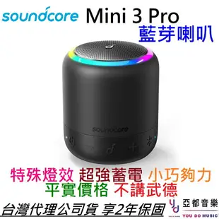 分期免運 贈專用線材 Soundcore Mini 3 Pro 藍芽 喇叭 音響 防水 公司貨 RGB Anker