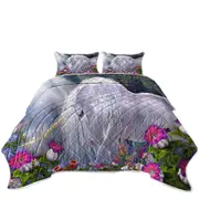 Fantasy Art Beautiful Flowers and Pure White Unicorn Coverlet