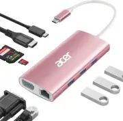 USB C Hub with 4k@30Hz HDMI, 9-in-1 USB C to Ethernet Adapter, 5Gbps USB-A 3.1