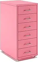 6 Drawer Metal Filing Cabinet with Wheels Pink Option for Colorful Office