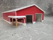 1/64 Custom scratch built 60x80 building W/Porch White & Red 2 Door With Floor