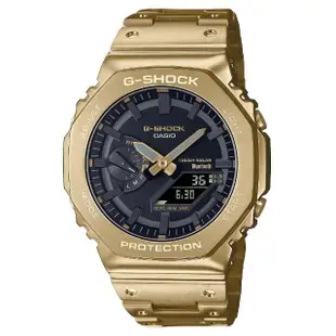 【CASIO 卡西歐】G-SHOCK 金屬 金x黑 農家橡樹 雙顯腕錶 母親節 禮物(GM-B2100GD-9A)