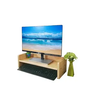 實木顯示器增高架桌面多層電腦支架鍵盤收納可升降防水護頸椎健康