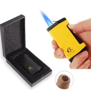 Galiner Metal Windproof Cigar Lighter 2 Torch Flame Butane Refillable Gift Box