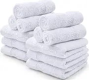 NY Threads 12 Pack Premium Wash Cloths Set 30 x 30 cm, 100% Cotton Face washers, Highly Absorbent and Soft Feel face Cloths (White)