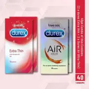 40Pk Combo Of Thin Condoms - [Durex Extra Thin + Durex Air Ultra Thin]