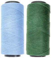 2 Knot It Waxed Cord 1mm Diameter 144M Spools (Cornflower Blue, Grass Green)