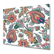 Glass Chopping Board Worktop Saver Paisley Colourful blue and orange art 2x30x52