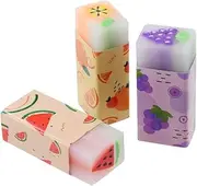 KUNFOWL 18 Pack Fruit Erasers, Kawaii Jelly Erasers for Kids, Rectangular, Colorful, Thermoplastic Elastomer (TPE) Material, Fun Eraser