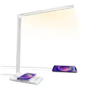 LED Desk Lamp with Wireless Charger, USB Charging Port, Desk White-10w Pro