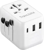 Universal Travel Adapter, International Plug Adapter with USB-C & 2 USB-A Outle